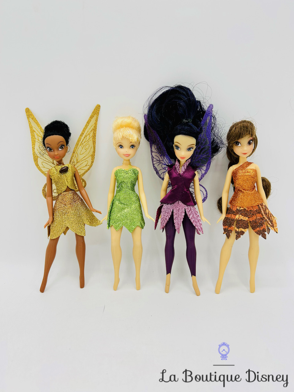 Ensemble Mini Poupées Fées Disney Store 2015 Fairies Clochette et la créature légendaire Noa Iridessa Vidia 15 cm