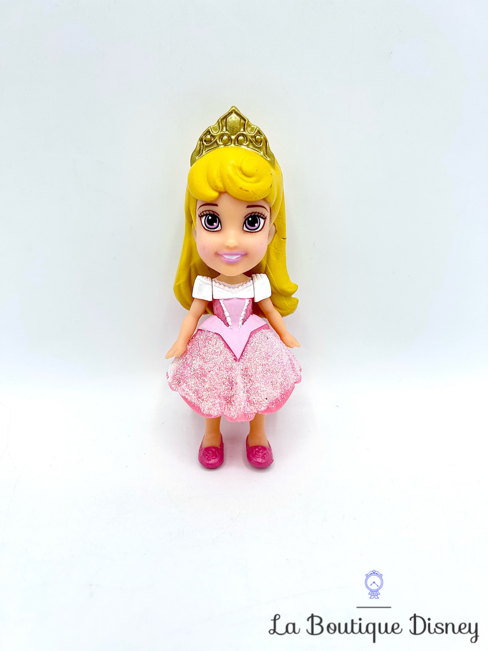 Figurine Mini Poupée Princesse Aurore La Belle au Bois Dormant Disney Jakks Pacific robe rose paillette 8 cm