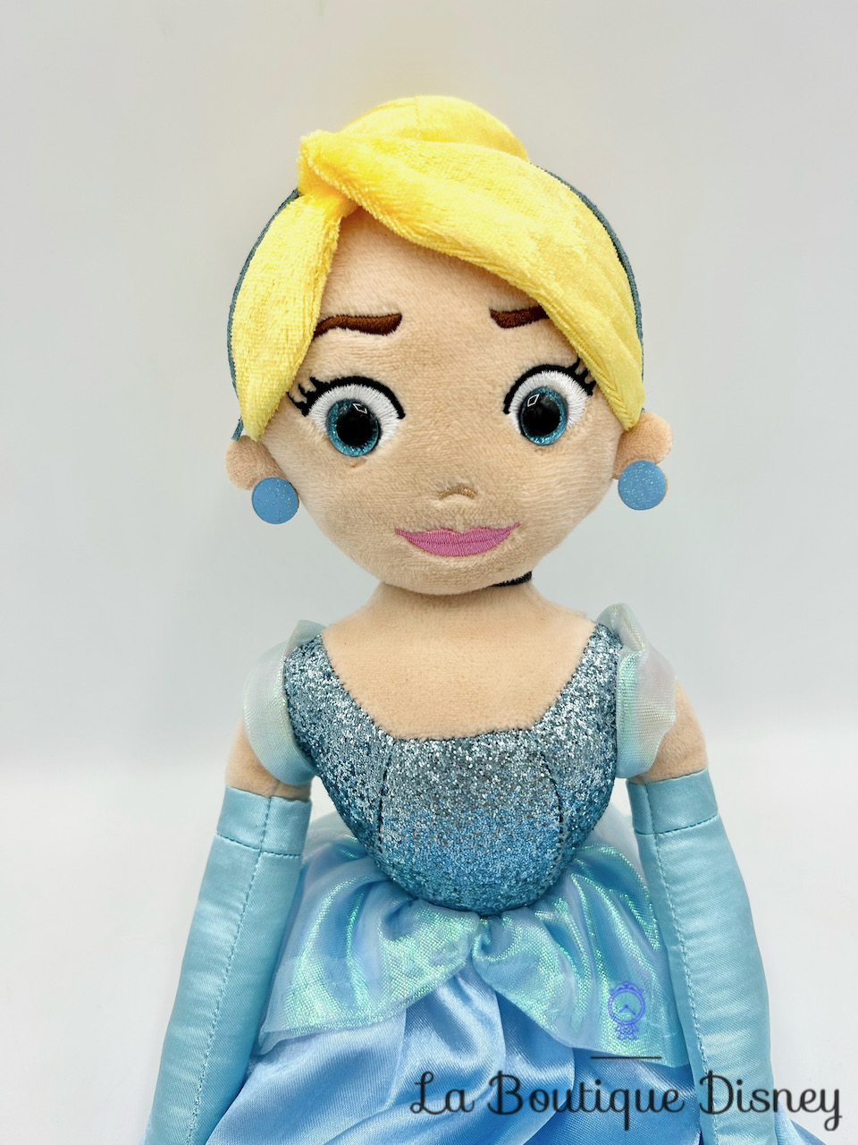 Poupée chiffon Cendrillon sonore Disney TY Sparkle peluche princesse robe  bleu 40 cm