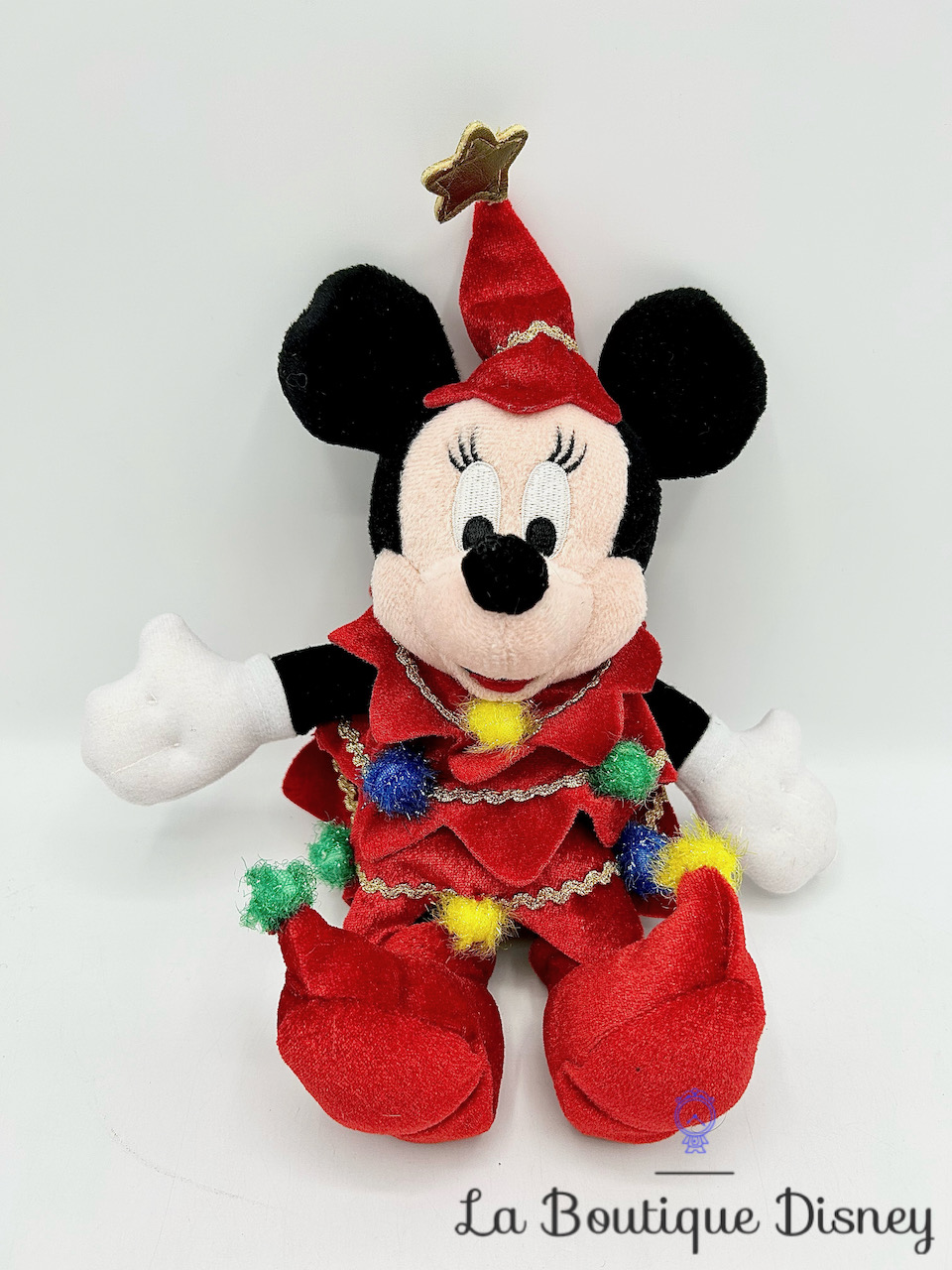 Peluche Minnie Mouse Noël Disneyland Paris Disney sapin rouge boules 28 cm