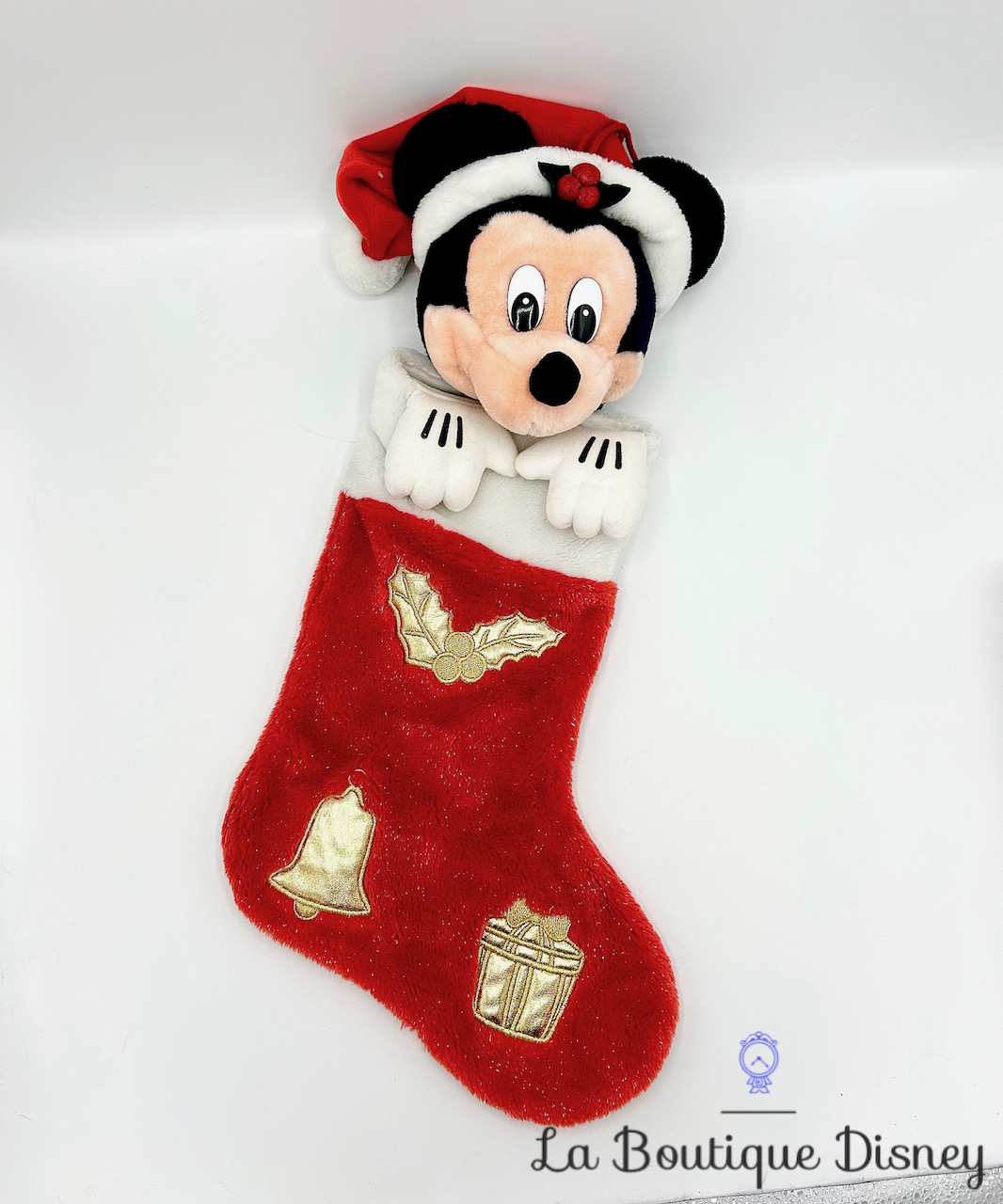Chaussette de Noël Mickey Mouse Disneyland Paris Disney botte rouge blanc vintage
