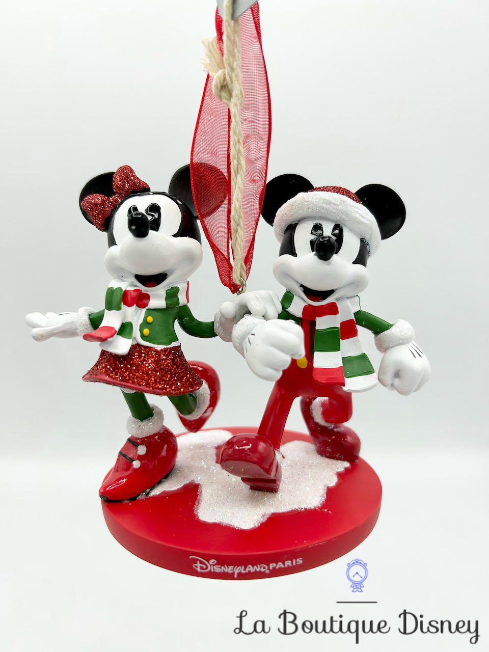 Ornement Noël Mickey Minnie rétro vintage Disneyland Paris Disney boule suspension
