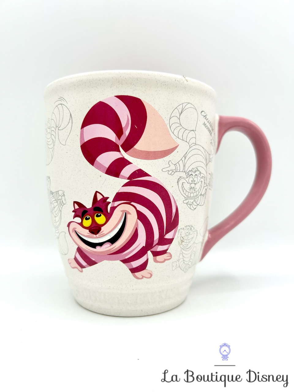 Tasse Chat Cheshire Animé Disney Store 2017 mug Classic Alice au Pays des Merveilles blanc rose dessins