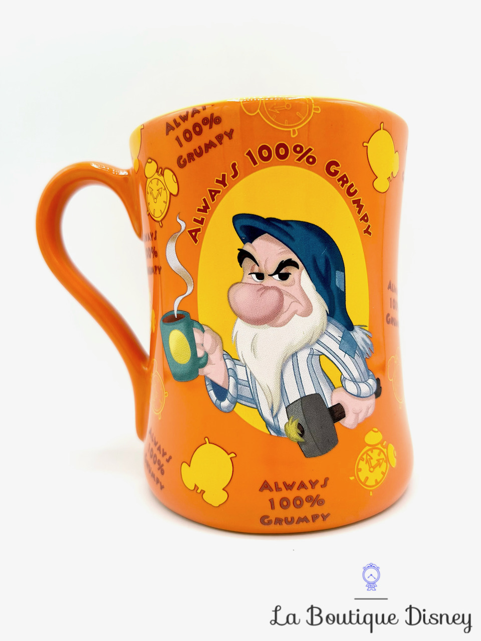 Tasse Grincheux Always 100% Grumpy Disneyland Paris mug Disney Blanche Neige et les sept nains orange