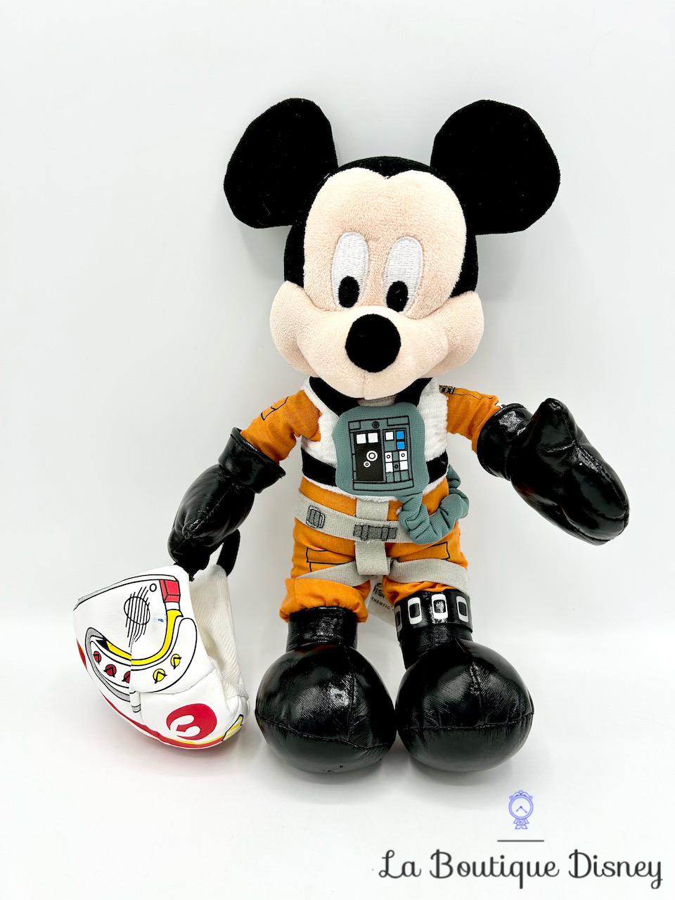 Peluche Mickey Mouse Pilote X Wing Disney Parks 2016 Disneyland Star Wars Luke Skywalker combinaison orange 28 cm