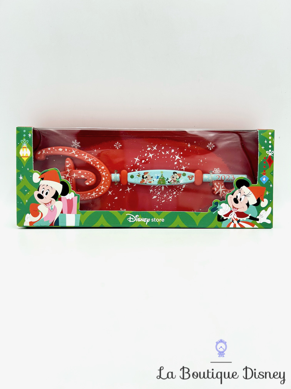 Coffret Clé Mickey Minnie Mouse Noël 2023 ShopDisney Disney Store plastique rouge bleu