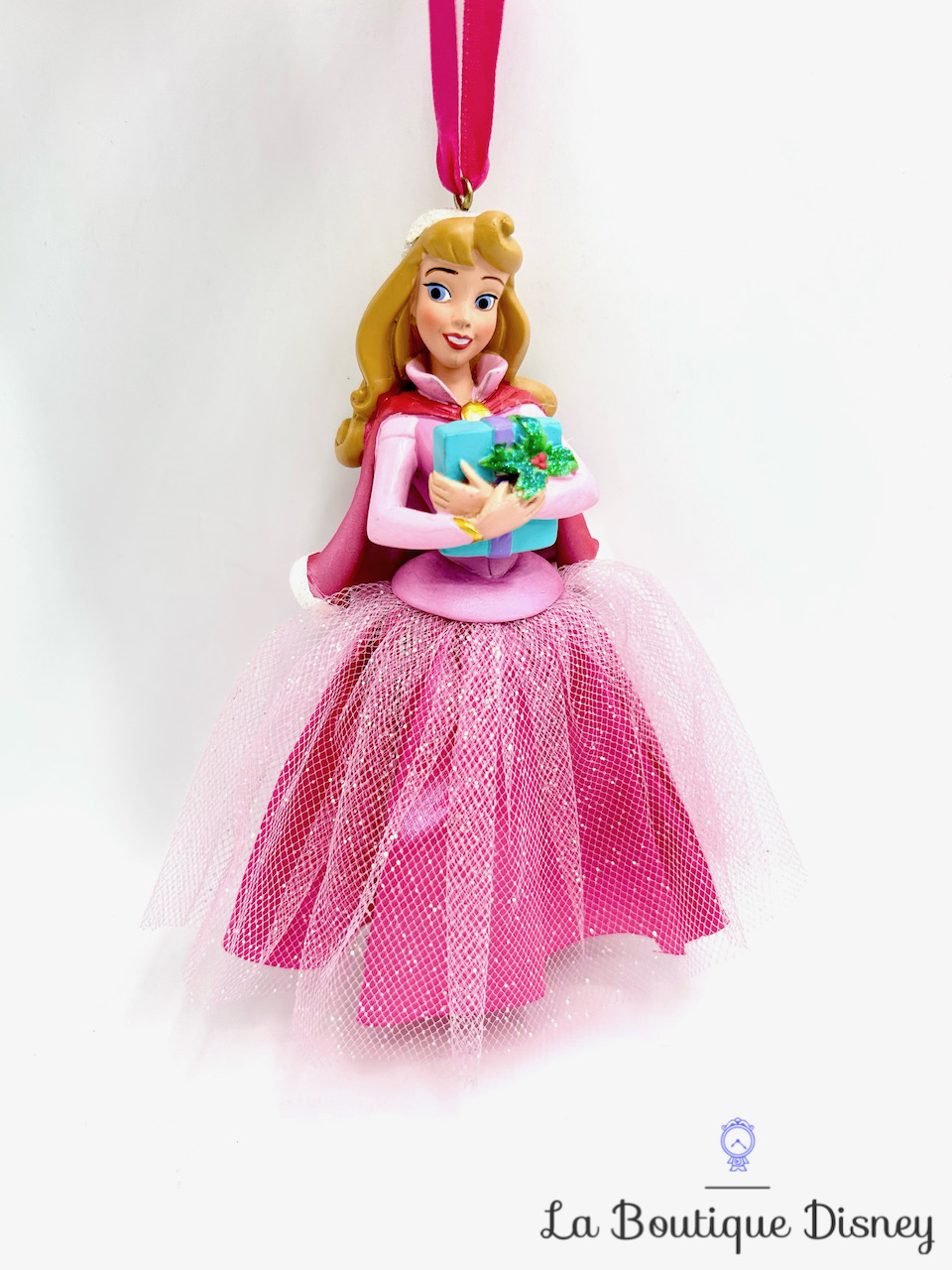 Ornement Noël Aurore cadeau Disney Store 2013 La belle au bois dormant princesse robe tissu boule suspension