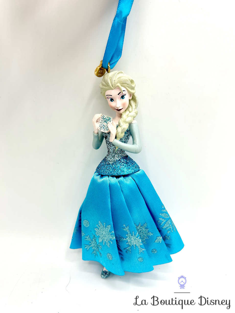 Ornement Noël Elsa flocon Disney Store 2013 La reine des neiges princesse robe tissu boule suspension