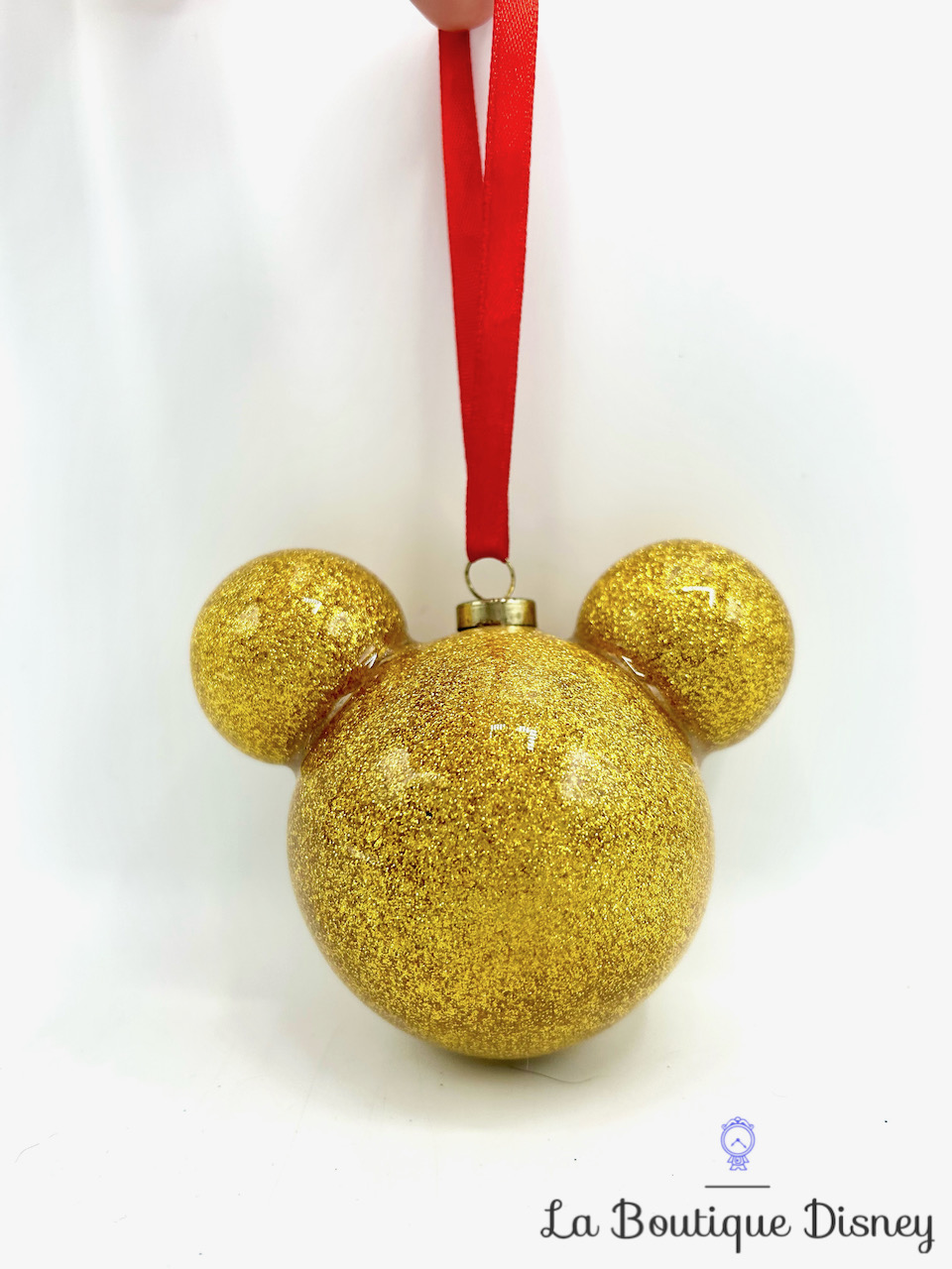 Boule Noël Tête Mickey Mouse paillettes doré or Disney ornement suspension