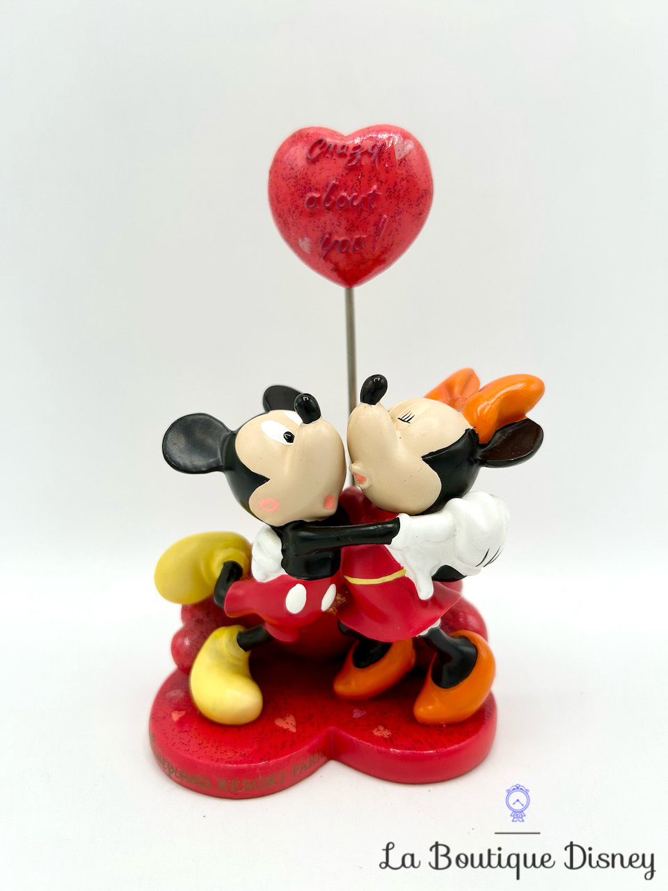 Porte Accroche Photo Mickey Minnie Romance Disneyland Disney cadre résine coeur love bisous