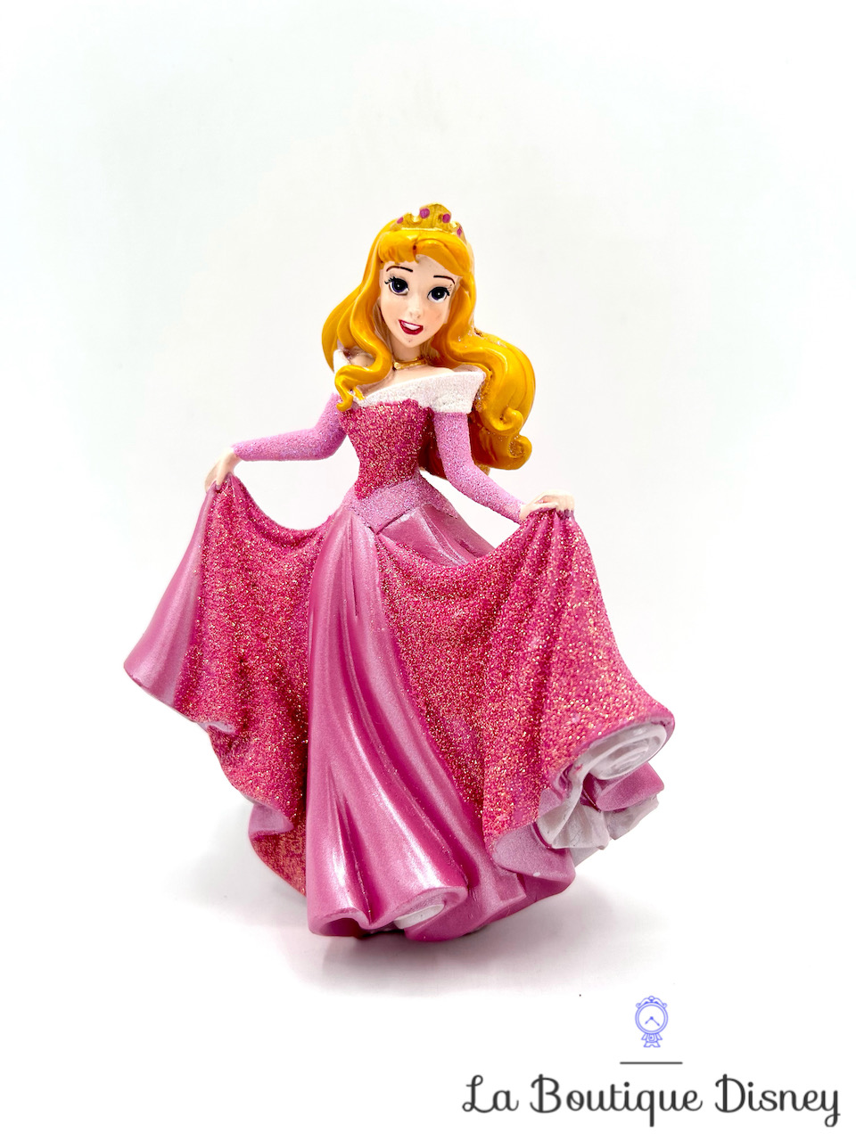 Figurine résine Aurore La belle au bois dormant Disneyland Paris Disney princesse paillettes robe rose 12 cm