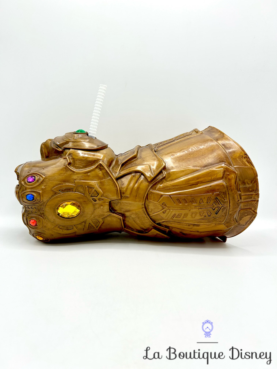Gobelet paille Gant de l\'infini Thanos Marvel Disney Parks 2018 plastique relief 3D