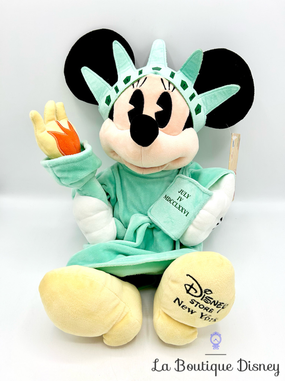 Peluche Minnie Mouse Statut de la Liberté Disney Store New York 2019 USA vert 40 cm