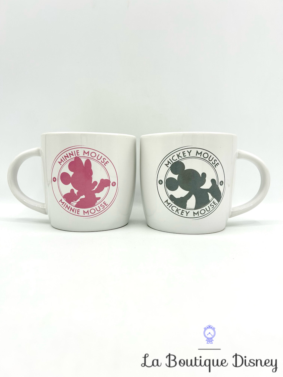 Paire Tasses Mickey Minnie Mouse Disney mug duo souris gris rose blanc