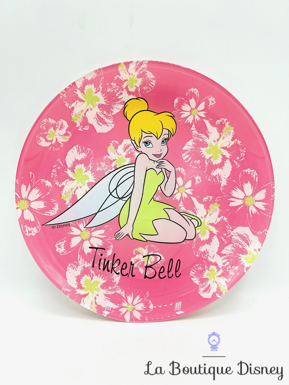 Assiette La Fée Clochette Tinker Bell Disney verre rose