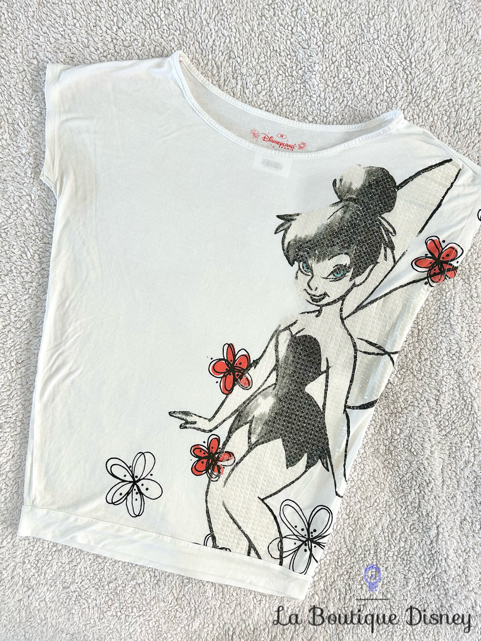 tee-shirt-fée-clochette-strass-sequins-disneyland-paris-disney-fleurs-rouge-1