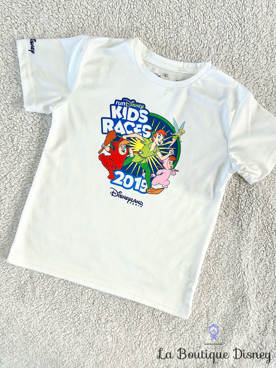 Tee shirt Run Disney Kids Races 2019 Peter Pan Disneyland Paris taille 12 ans blanc sport