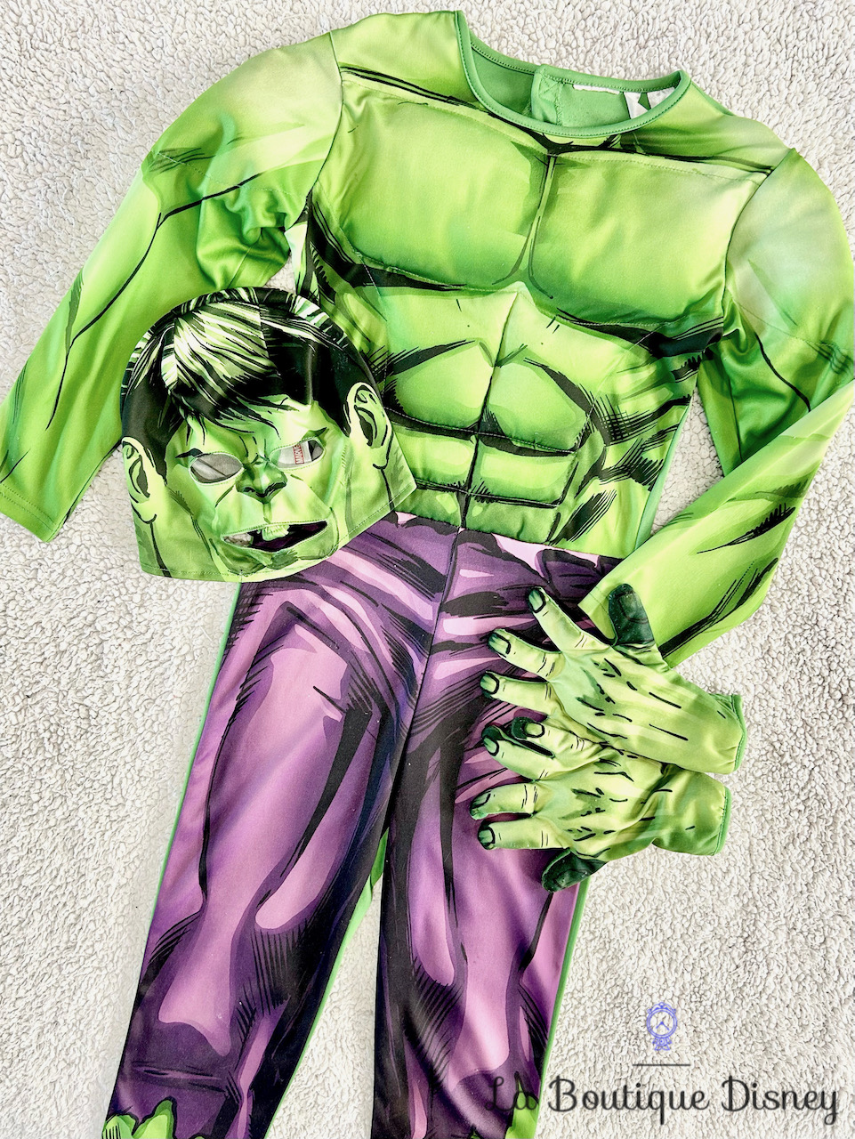 Déguisement Hulk Marvel Disney taille 4/6 ans combinaison vert masque gants