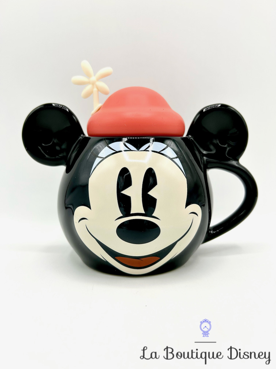 Tasse Minnie Mouse Disney Parks 2018 mug Disneyland relief 3D noir visage oreilles chapeau rouge