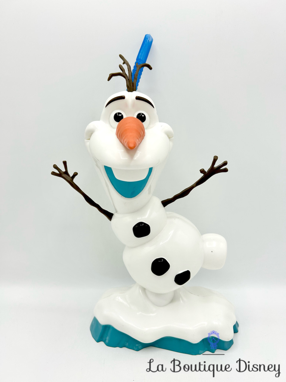 Gourde paille Olaf La reine des neiges Disney Parks 2016 Disneyland Paris gobelet plastique relief 3D
