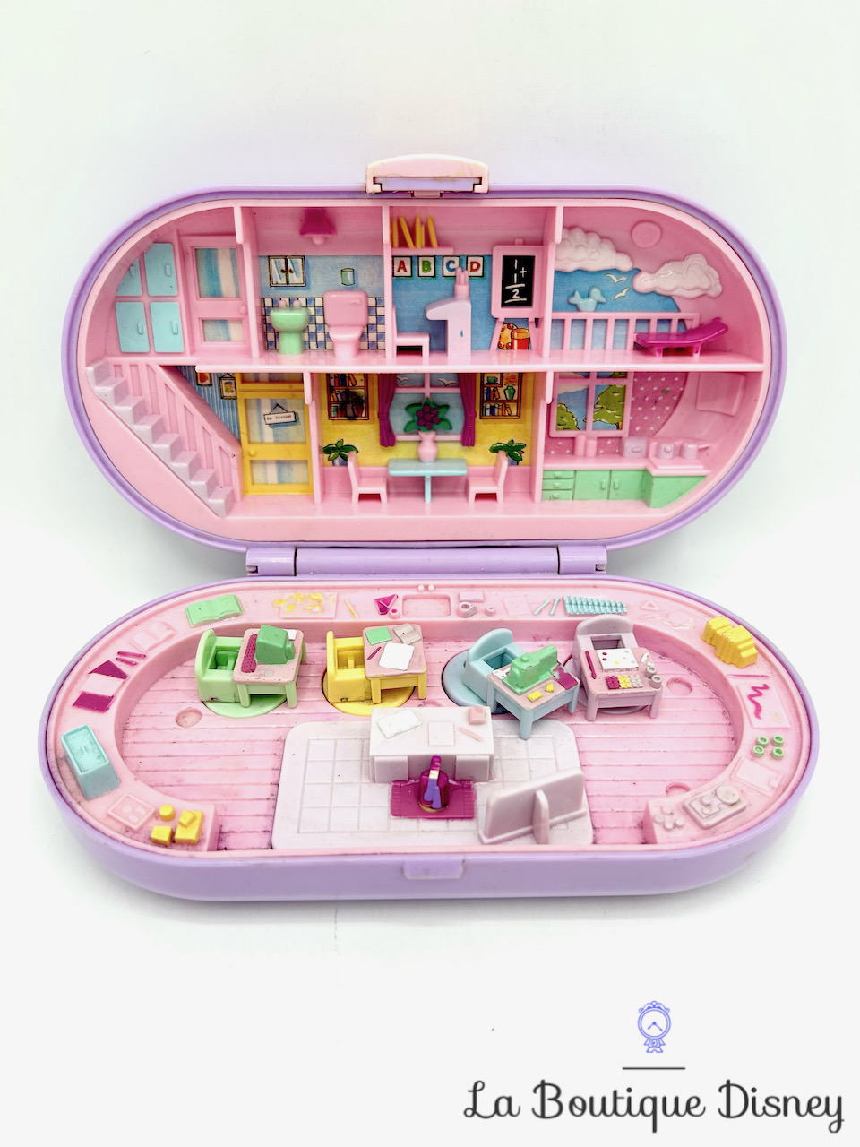 Polly Pocket Bluebird 1992 Stampin School école boite violet tampons