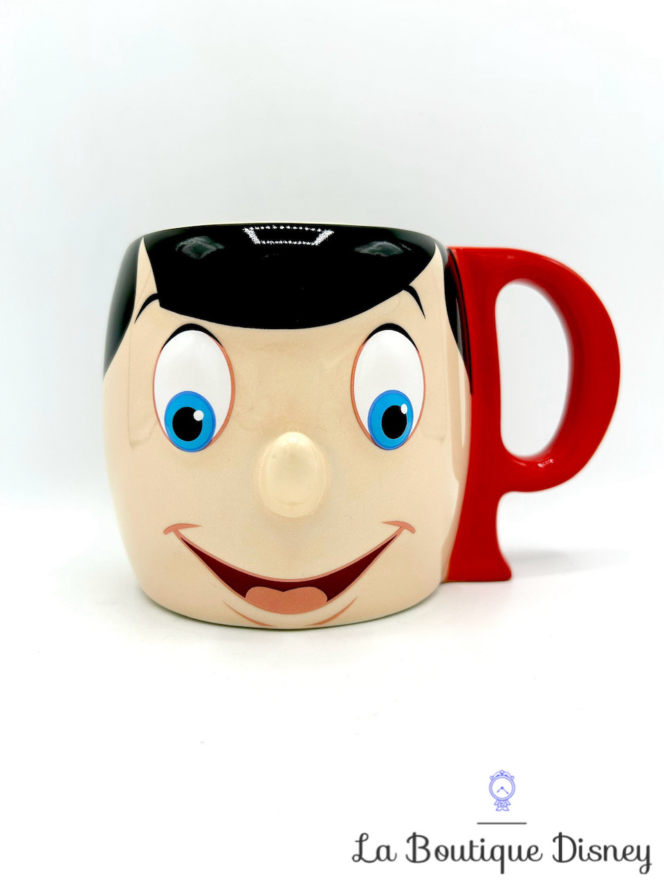 Tasse Pinocchio visage Disney Store 2017 anse lettre P mug relief 3D
