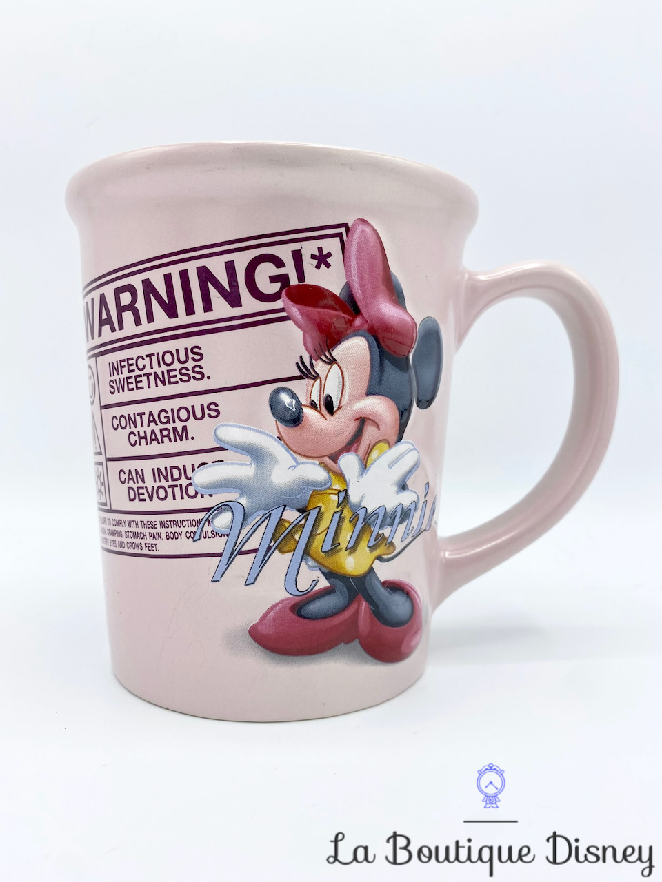Tasse Minnie Mouse WARNING Disneyland Paris mug Disney rose relief