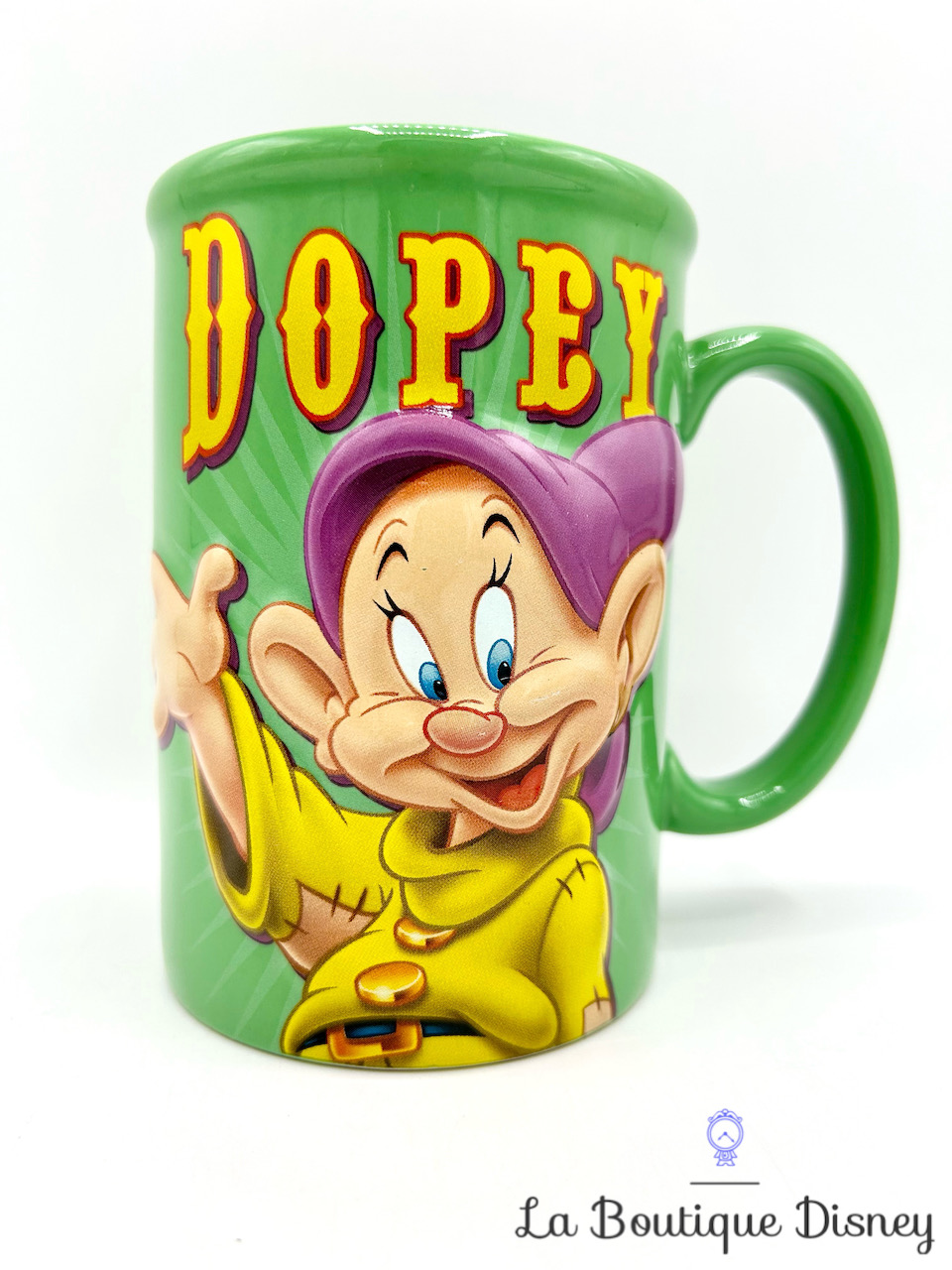 Tasse Simplet Still Silly Disney Store mug Dopey Blanche Neige et les sept nains vert