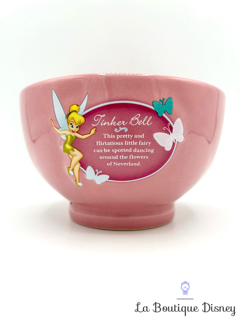 Bol Fée Clochette Tinker Bell Disney Store Exclusive mug Peter Pan rose papillons