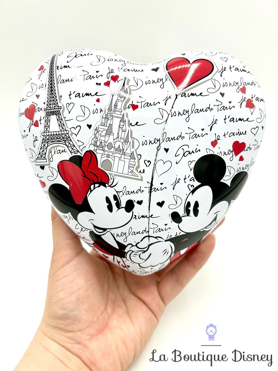 Boite métal coeur Mickey Minnie Mouse Je t\'aime Disneyland Paris Disney bonbons biscuits Tour Eiffel
