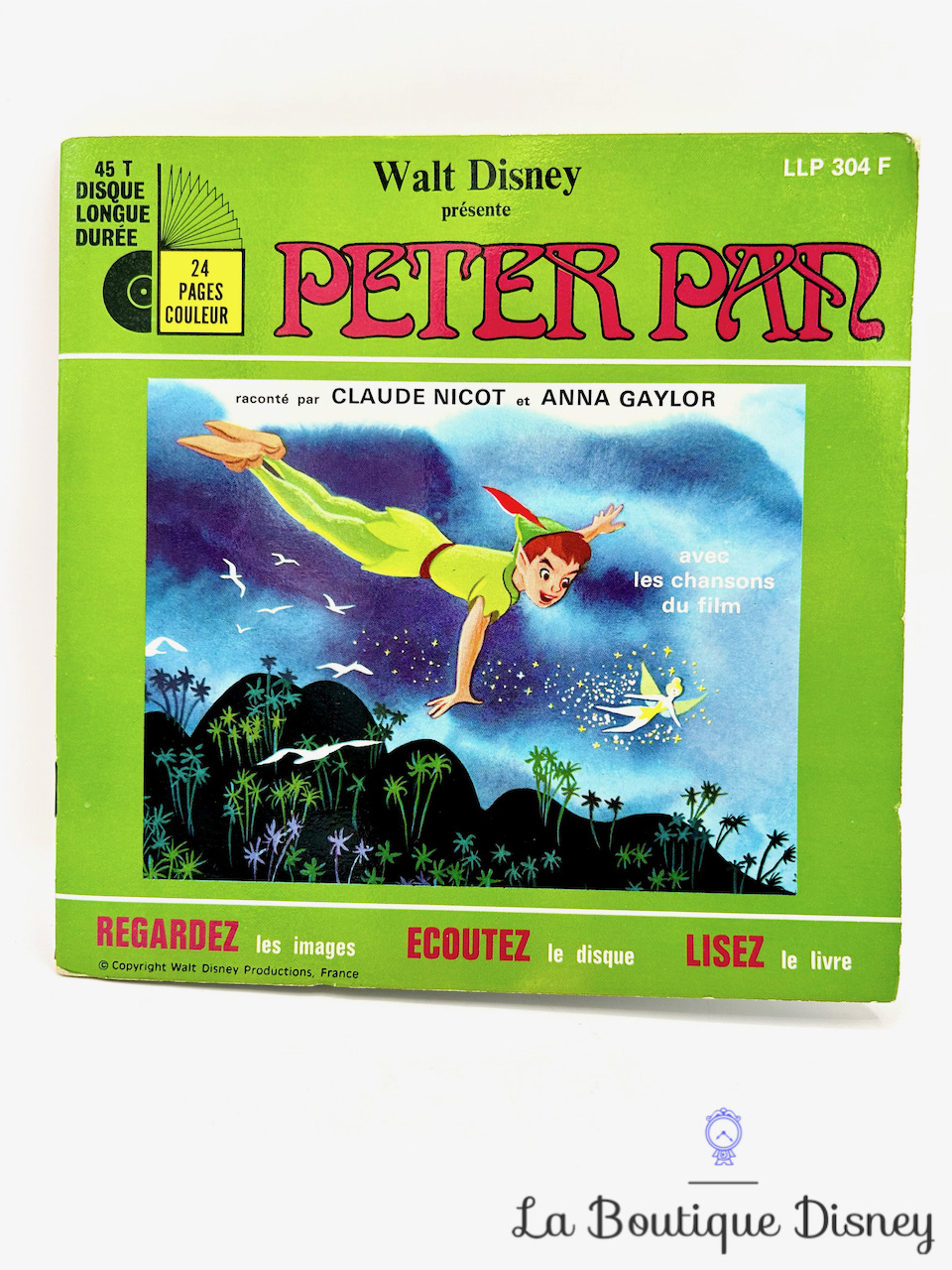 Livre Disque 45 Tours Peter Pan Walt Disney Productions Disneyland Record vinyle