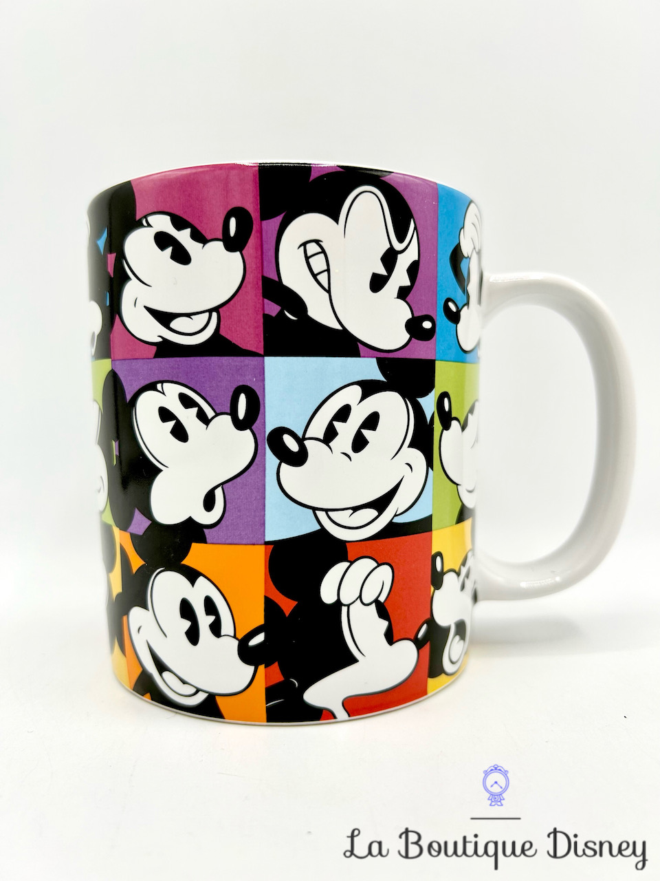 Tasse Mickey Mouse multicolore Disneyland Paris mug Disney visage expression carrés