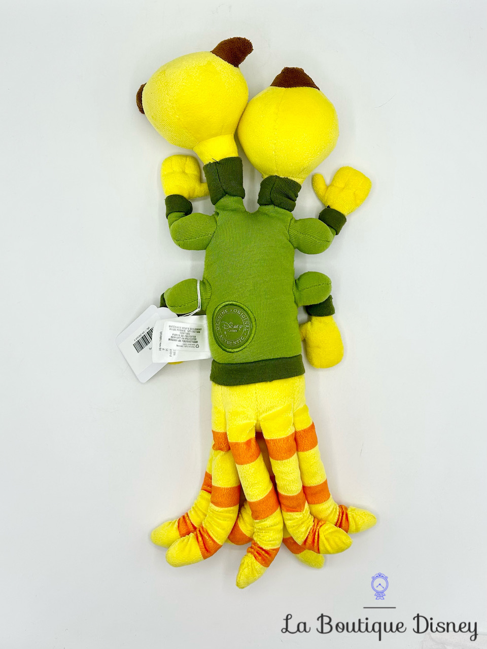 peluche-terri-terry-perry-disney-store-écusson-monstres-academy-jaune-vert-têtes-6