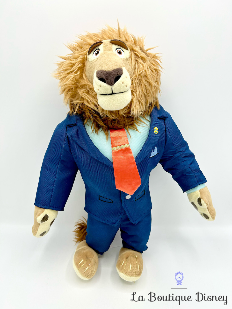 Peluche Maire Leodore Lionheart Zootopie Disney Store 2015 lion costume écusson 42 cm