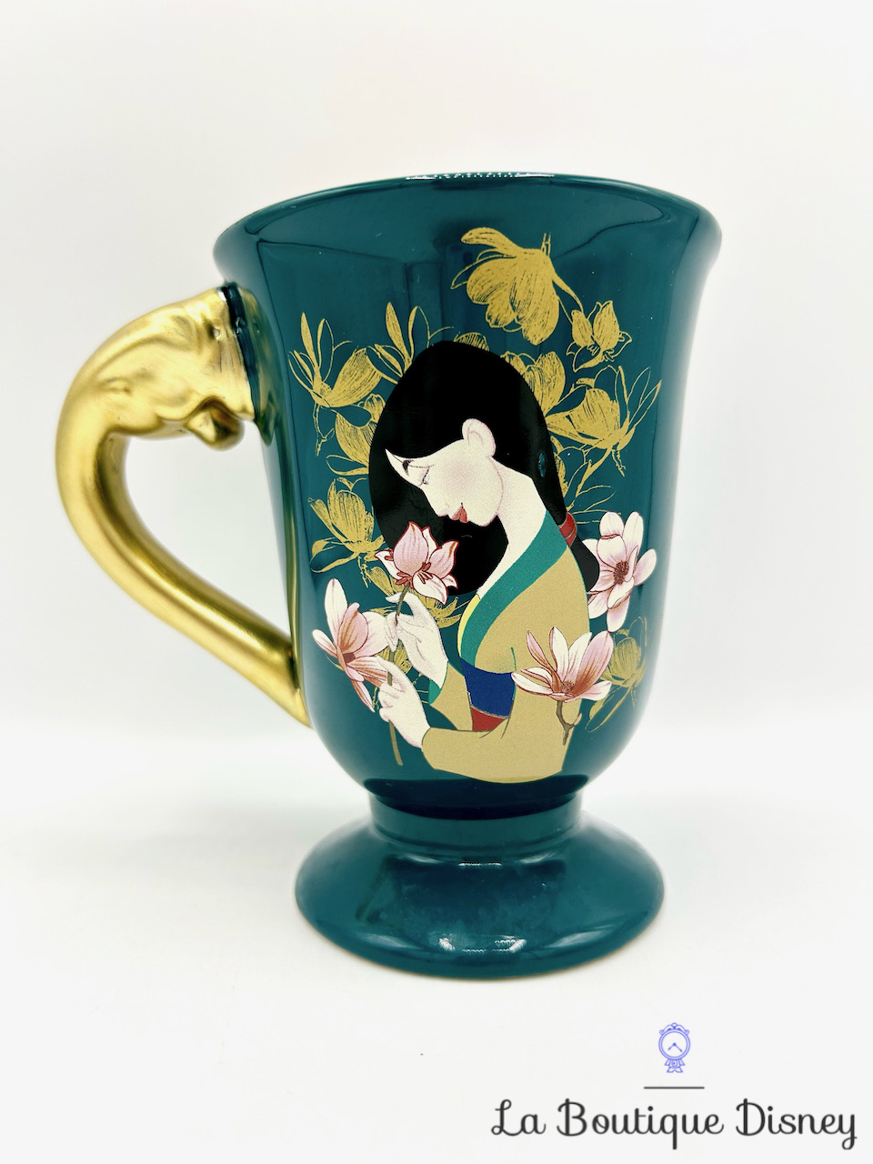 Tasse Mulan Disney mug Primark vert doré fleurs