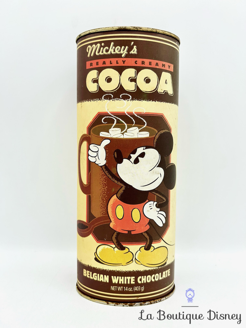 boite-métal-mickey-cocoa-belgian-white-chocolate-walt-disney-world-USA-vintage-marron-RARE-2