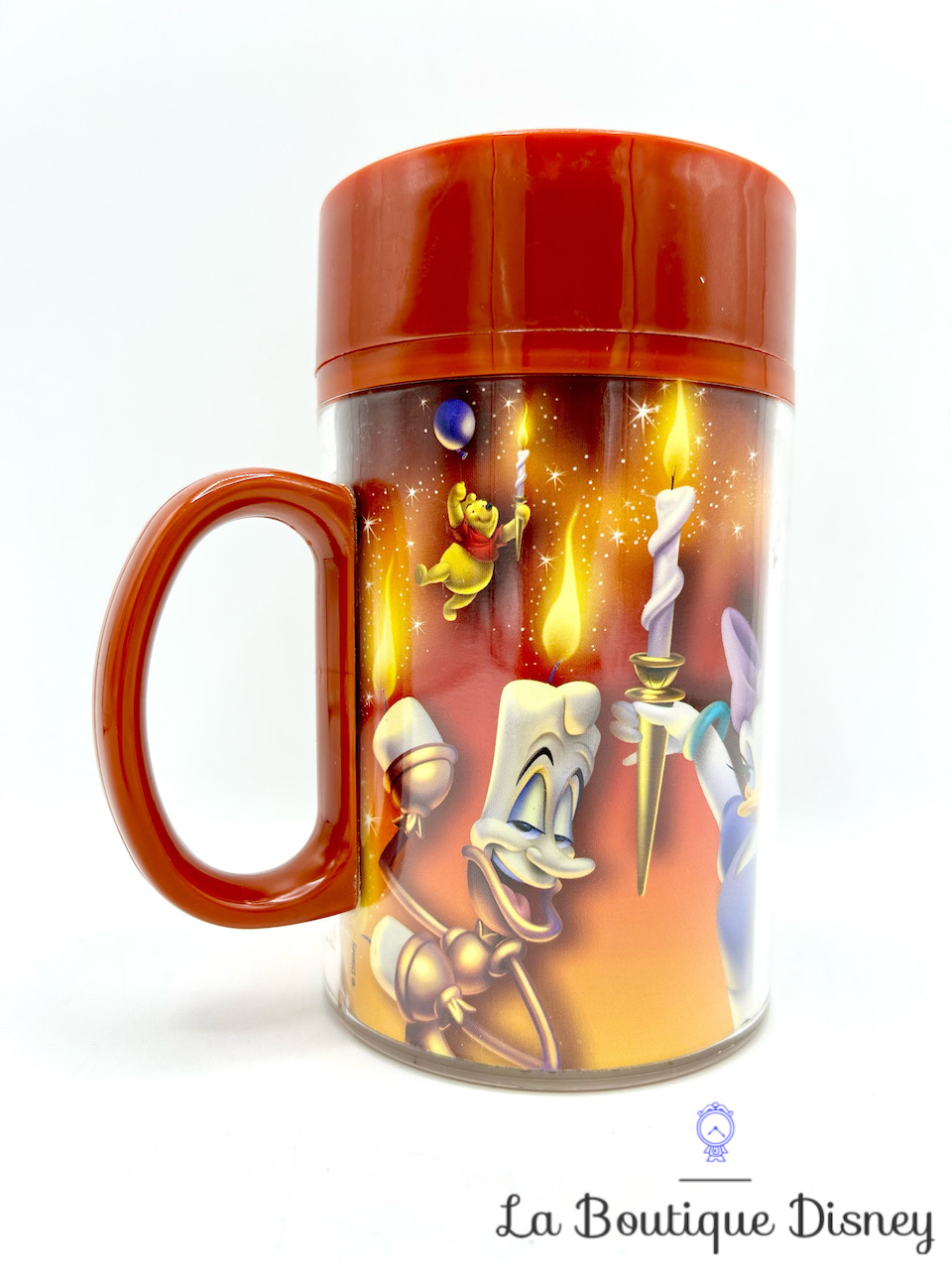 tasse-plastique-15-ème-anniversaire-disneyland-paris-15-ans-mug-disney-rouge-lumière-personnages-verre-0