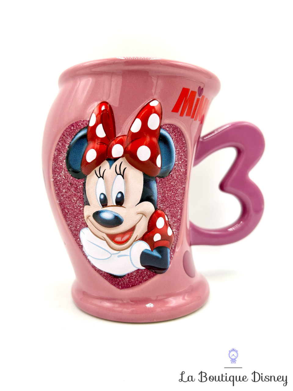 Tasse Minnie Mouse Coeur paillettes Disneyland Paris mug Disney rose