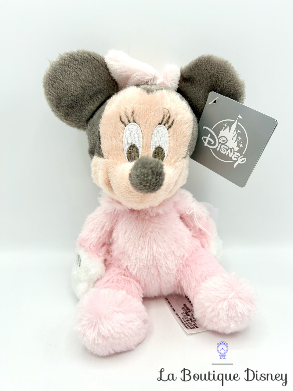 Peluche Bébé Minnie Hochet Disney Parks 2022 Disneyland jouet éveil sensoriel rose grelot 23 cm