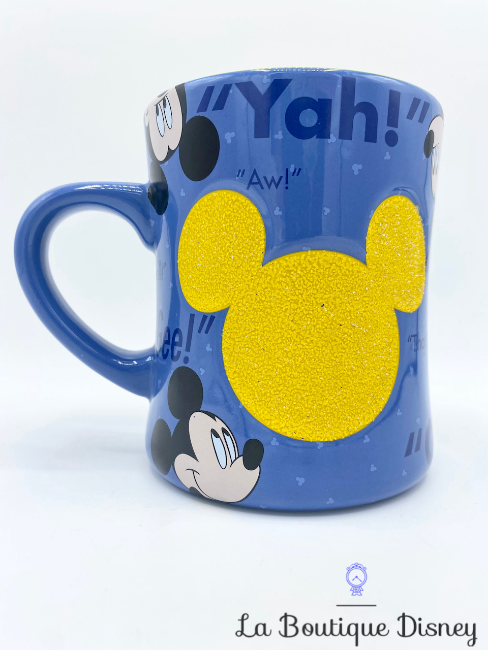 Tasse Mickey Mouse DisneyParks Disneyland Paris mug Disney bleu relief 3D  tête Mickey jaune paillettes