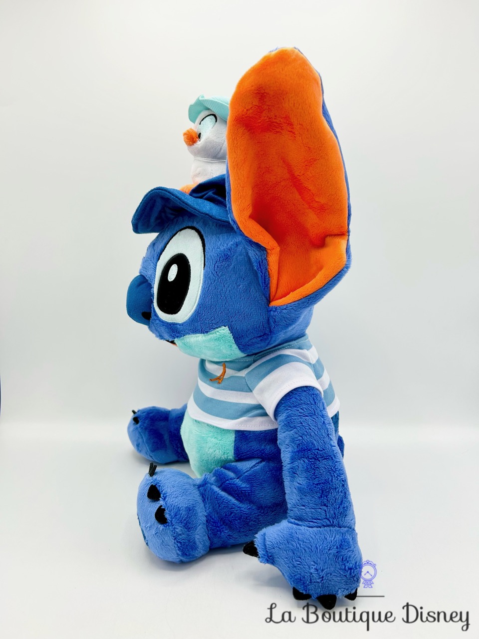 Peluche Stitch Canard Marin Disneyland Paris 2024 Disney tee shirt rayures 36 cm