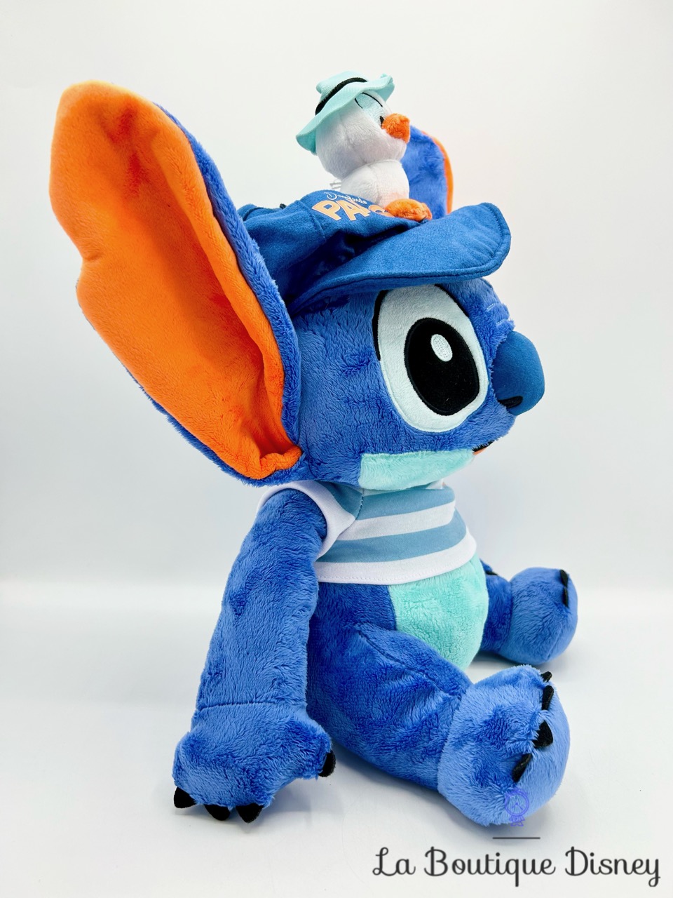 Peluche Stitch Canard Marin Disneyland Paris 2024 Disney tee shirt rayures 36 cm