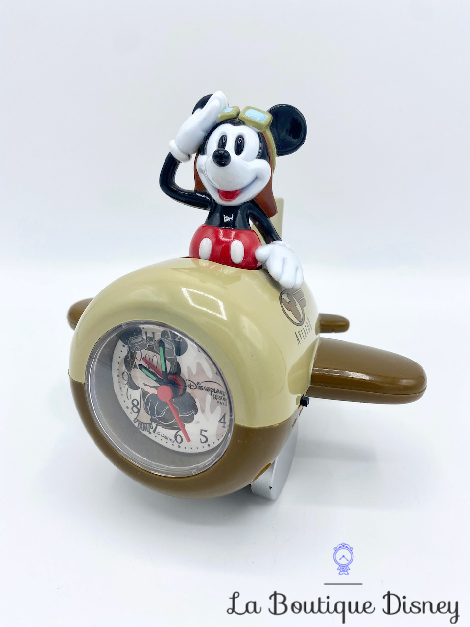 Réveil Mickey Mouse Aviateur Disneyland Paris Disney horloge avion Aviator marron plastique
