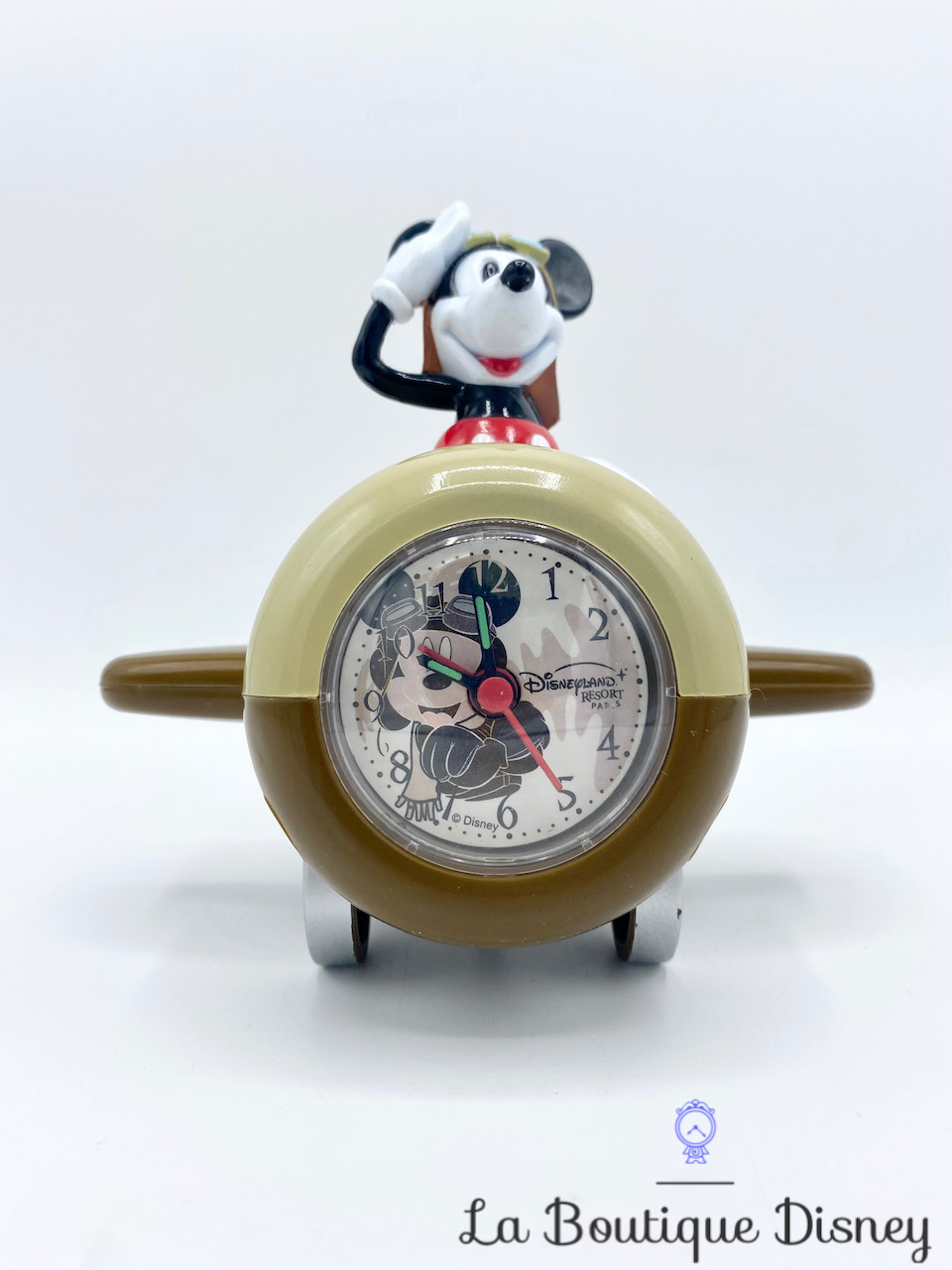 Réveil Mickey Mouse Aviateur Disneyland Paris Disney horloge avion Aviator  marron plastique
