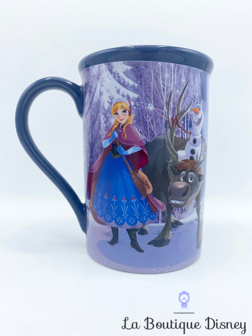 Tasse La reine des neiges Anna Sven Olaf Kristoff Disney Store Original Authentic mug bleu violet hiver neige