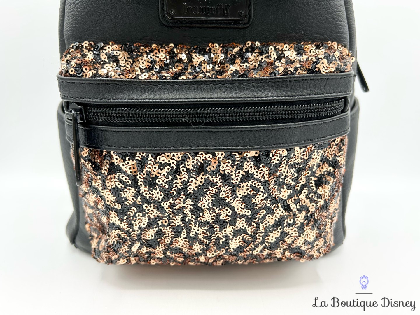 Sac à dos Loungefly Minnie Mouse Bell of the Ball Bronze Disney Parks 2019 sequins noir