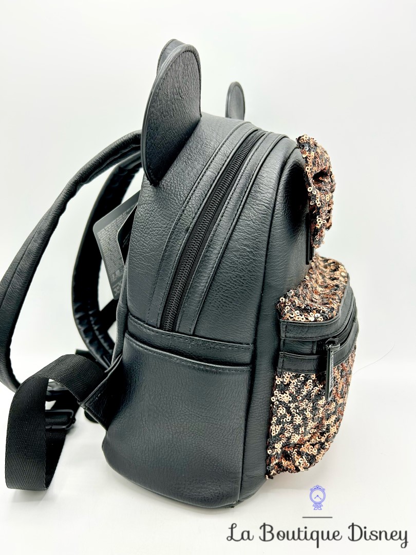 Sac à dos Loungefly Minnie Mouse Bell of the Ball Bronze Disney Parks 2019 sequins noir