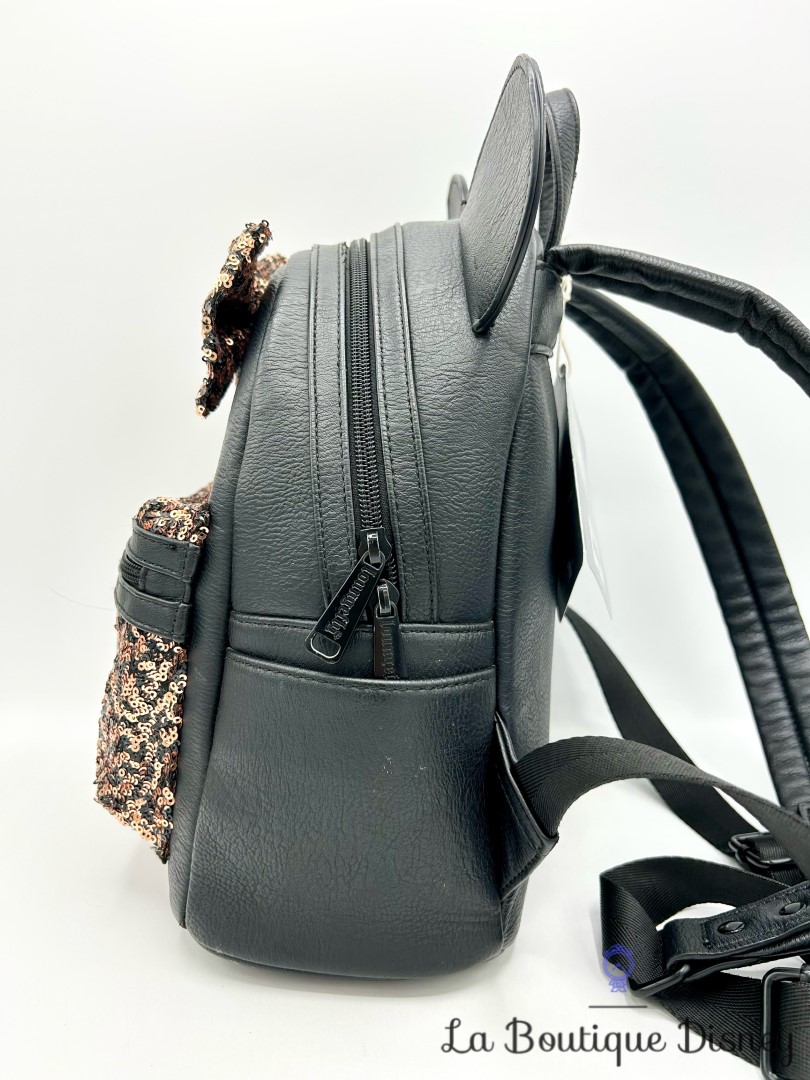Sac à dos Loungefly Minnie Mouse Bell of the Ball Bronze Disney Parks 2019 sequins noir