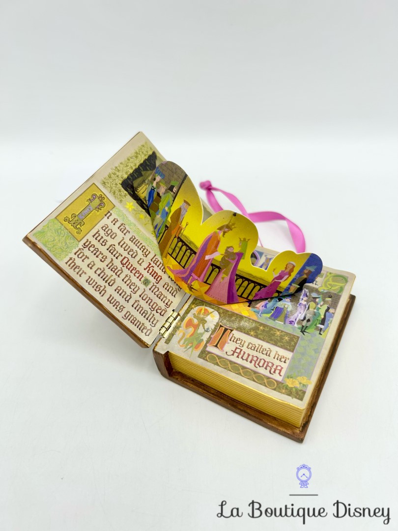 Ornement Noël Sketchbook Sleeping Beauty Storybook musical Disney Store 2023 Living Magic boule suspension