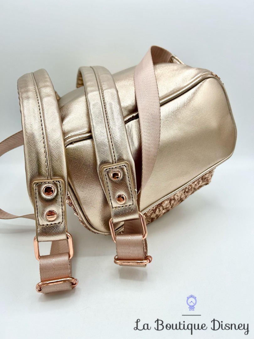 Sac à dos Loungefly Minnie Mouse Rose Gold sequins dorés Disney Parks